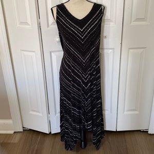 Apt. 9 Black and White Geometric Maxi Dress Size Petite Large